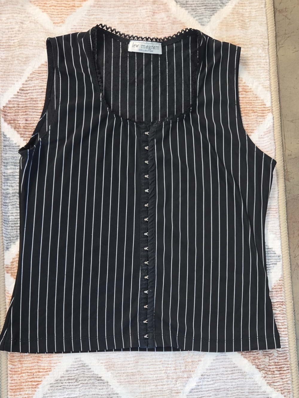 Lew Magram Black Pinstripe Sleeveless Camisole